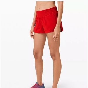 Red Lululemon shorts size 4